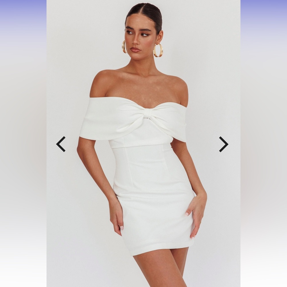 Selfie Leslie Sweet Caroline Off Shoulder Bow Mini Dress